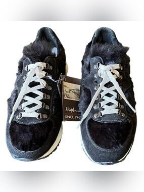 Montelliana 1965 Black Suede Shearling Lined Lace-Up Sneakers Sz 12 NWT Heritage